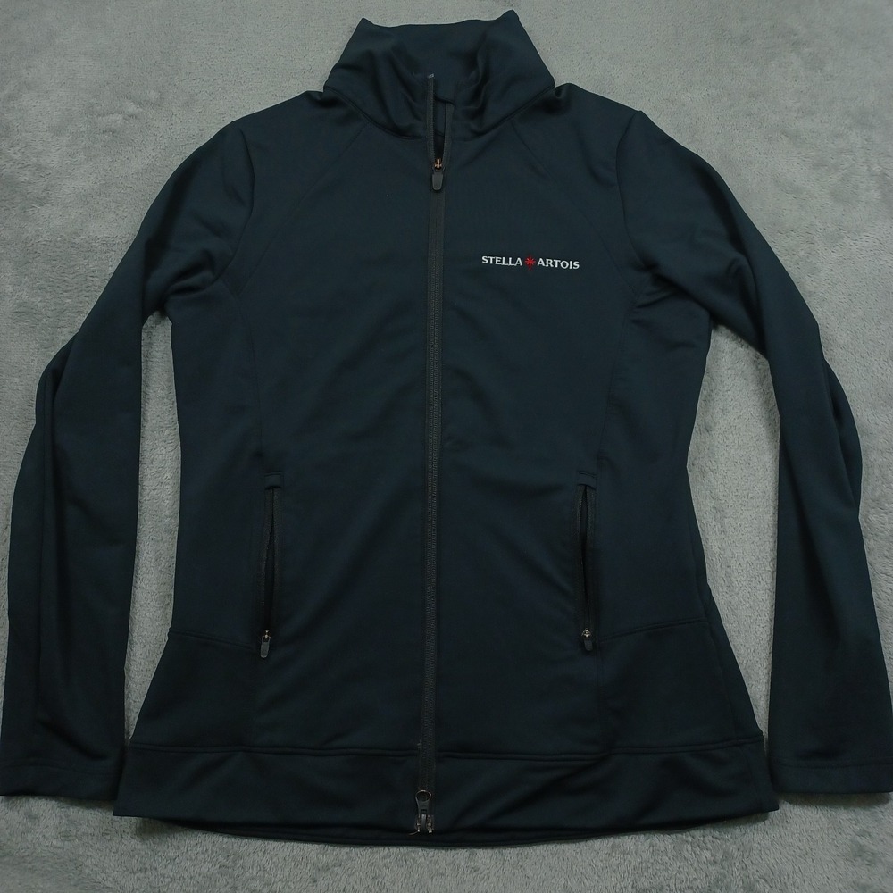 Peter‎ Millar Jacket Womens Medium Black Full Zip Pockets Golf Logo Preppy